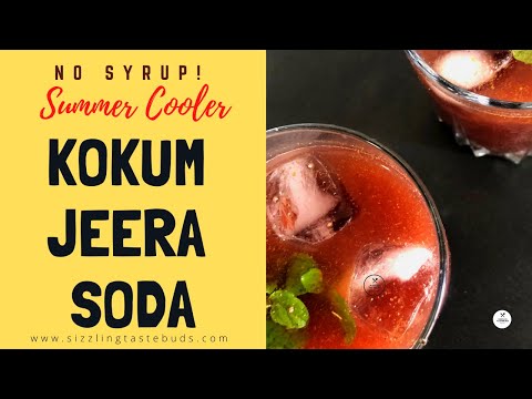 Kokum Soda~Kokum Fizz~कोकम शर्बत Summer Cooler~No-Syrup #AcidityCure #Mocktail #SizzlingTastebuds