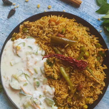 Vangibhath is a flavourful, traditional, Rice dish made in Karnataka with sauteed brinjals, rice and an aromatic spice powder. Served as main course or for a quick one pot meal.