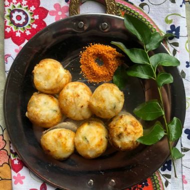 Gluten Free and vegan Rice and lentil dumplings shallow fried. Served in South Indian cuisine as a breakfast or snack. Served with a spicy Coconut or Tomato Chutney