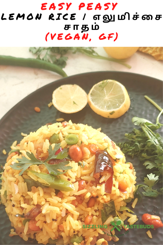 Lemon Rice is a South Indian flavoured rice with lemon and everyday spices - Gluten Free and Vegan, this is eaten for lunch or a quick snack. Also makes an excellent lunchbox recipe.
