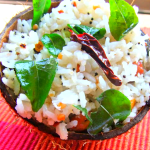 Thengai Saadam or Temple Style Cooconut RIce is a No onion No garlic Tempered Rice with Grated Coconut and basic spices.