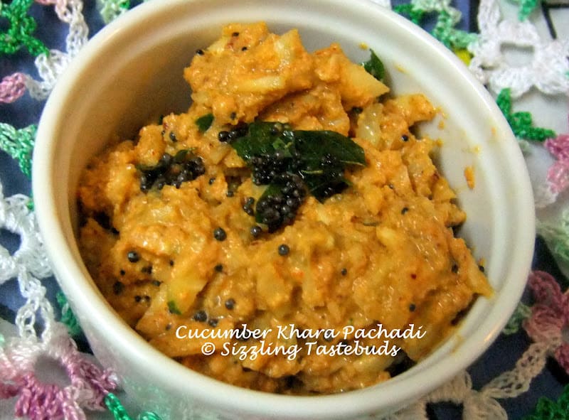 Vellarikai Khara Pachadi | Fiery Cucumber chutney - Sizzling Tastebuds