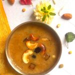 Kadalai paruppu payasam is a traditional South Indian dessert made with chana dal (split chickpeas), jaggery, and coconut milk.