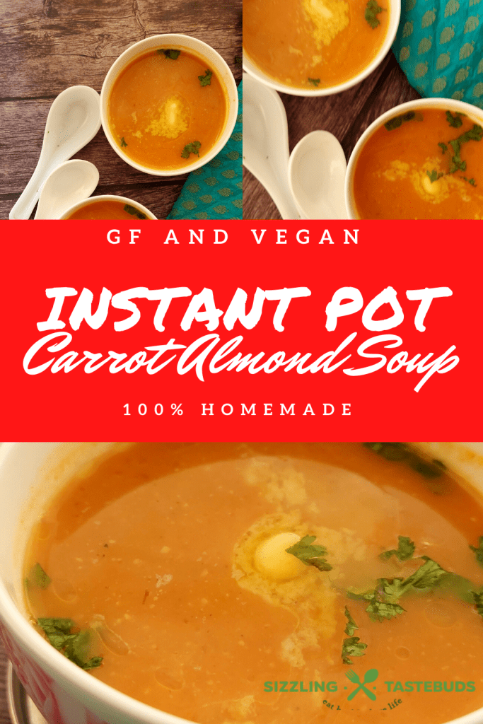 Instant Pot Carrot Almond Soup | GF,Vegan