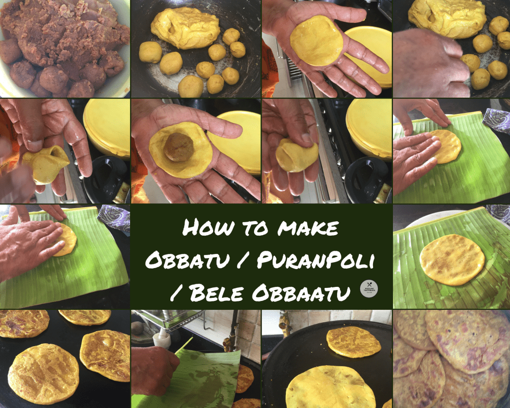 Bele Obbattu or Obbattu is a stuffed sweetbread made with lentils, coconut and Jaggery. It is a delicacy made for the Hindu new year festival called Ugadi