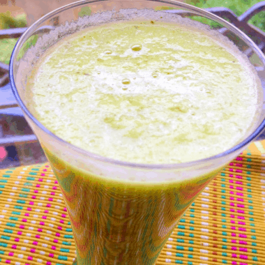 A refreshing, Sugar-free + Vegan Smoothie made with Fresh Kiwi and basil.