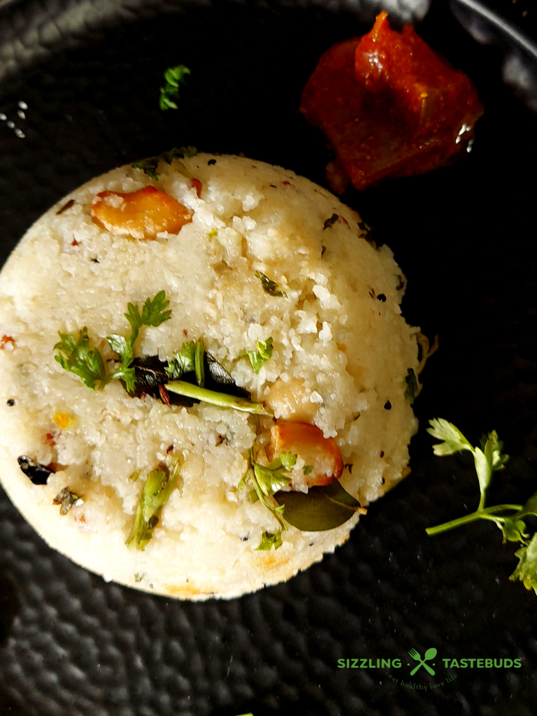 Biyyapurava Majjiga Upma is an Andhra style majjiga upma (rice semolina based savoury pudding made with cracked rice and buttermilk). Served as breakfast or tiffin