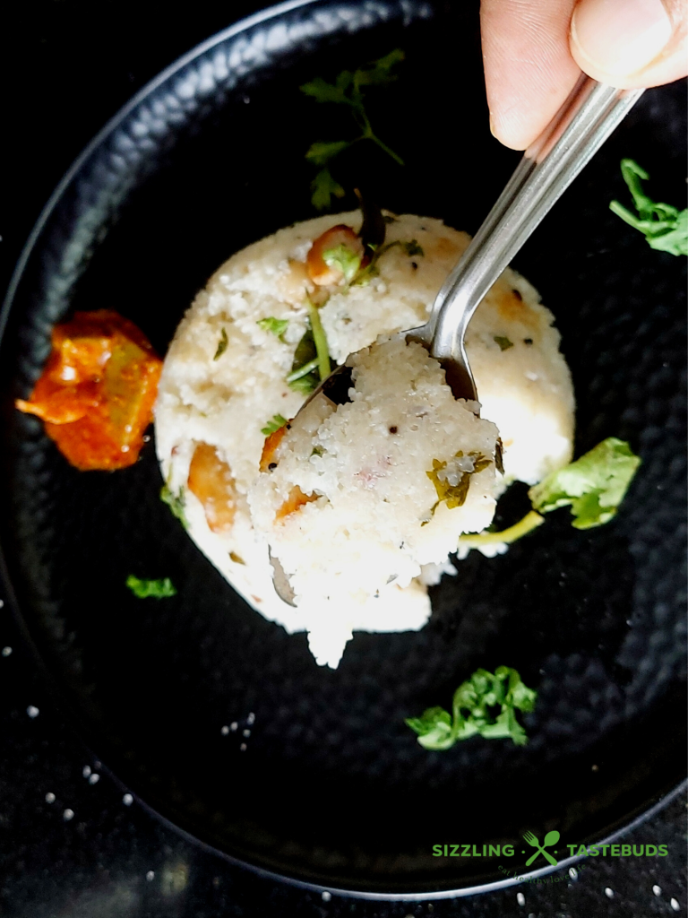 Biyyapurava Majjiga Upma is an Andhra style majjiga upma (rice semolina based savoury pudding made with cracked rice and buttermilk). Served as breakfast or tiffin