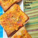 Bakery Style Masala Toast is a delicious and quick snack made with leftover bread. Serve as is or with some ketchup.