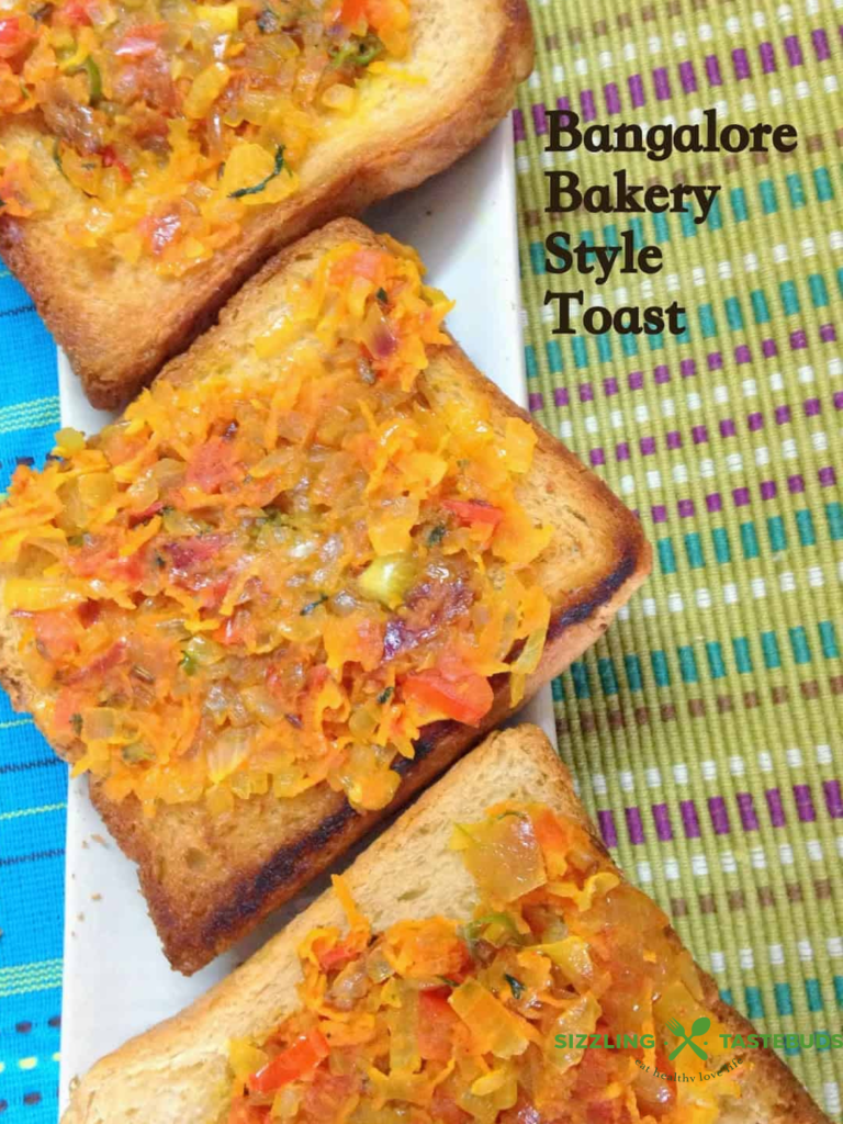 Bakery Style Masala Toast is a delicious and quick snack made with leftover bread. Serve as is or with some ketchup.
