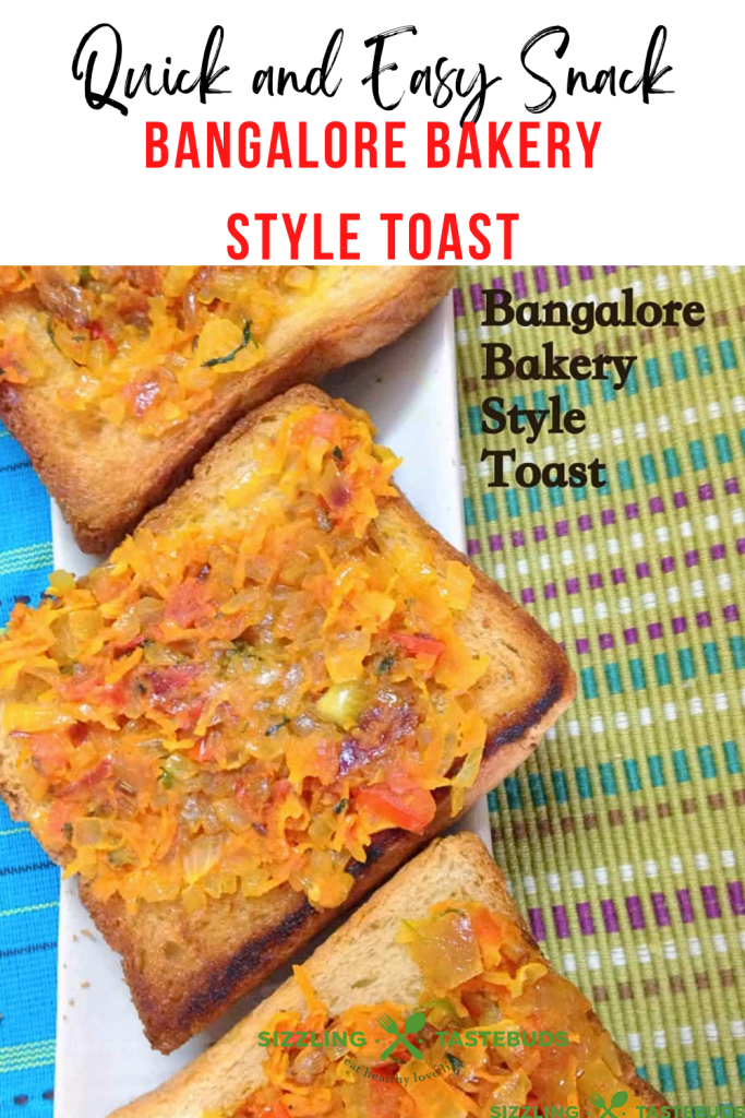 Bakery Style Masala Toast is a delicious and quick snack made with leftover bread. Serve as is or with some ketchup.
