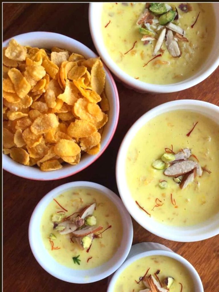 A densely rich Indian Dessert, Cornflakes Rabri is an insanely delish quick Indian Dessert you can whip up for Diwali, Holi or any celebration in a jiffy.