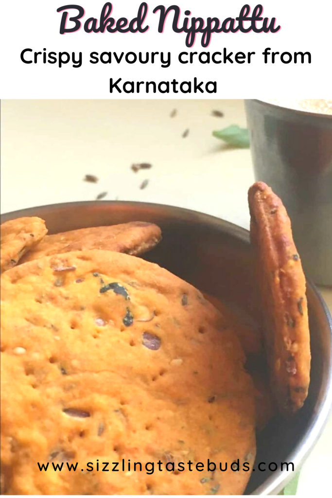 Baked Nippattu is a healthy take on the popular deep fried Nippat - a savoury, crunchy snack from Karnataka cuisine. Often enjoyed as is or with a cuppa!