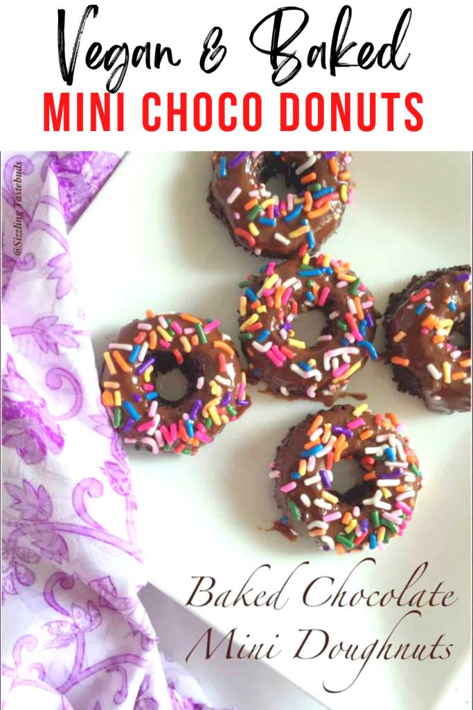 Baked Vegan Mini Chocolate Donuts are an exotic mini chocolatey treat to indulge as a snack or breakfast, Perfect for a party or putluck too.