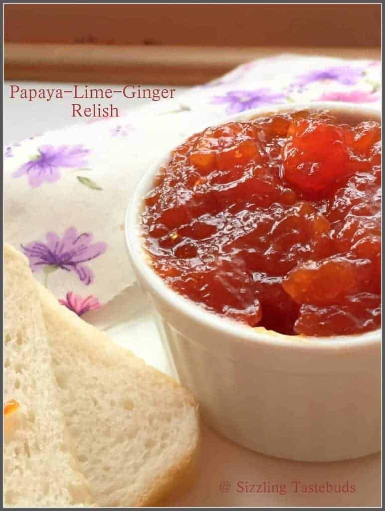 Papaya Ginger Lime Relish is a healthy, homemade jam made with papaya. And no preservatives added.  