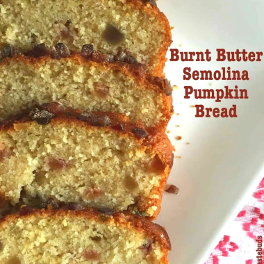 Browned Butter Semolina Pumpkin Bread is a quick and delicious, eggless bread made with Semolina, Wholewheat flour and homemade Pumpkin Puree. Serve it as a snack or for breakfast.