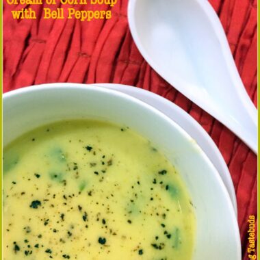Cream of Corn Soup is a quick to make healthy, homemade vegetarian soup with Sweet Corn and Bell Peppers. Makes for a perfect Appetiser.