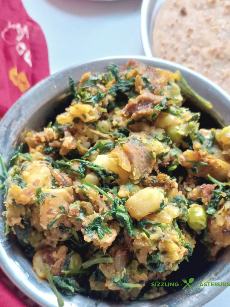 Homestyle Aloo Methi is a quick Gluten Free, Vegan Side dish for Roti or Parathas. Made with seasonal fresh fenugreek and mild spices.