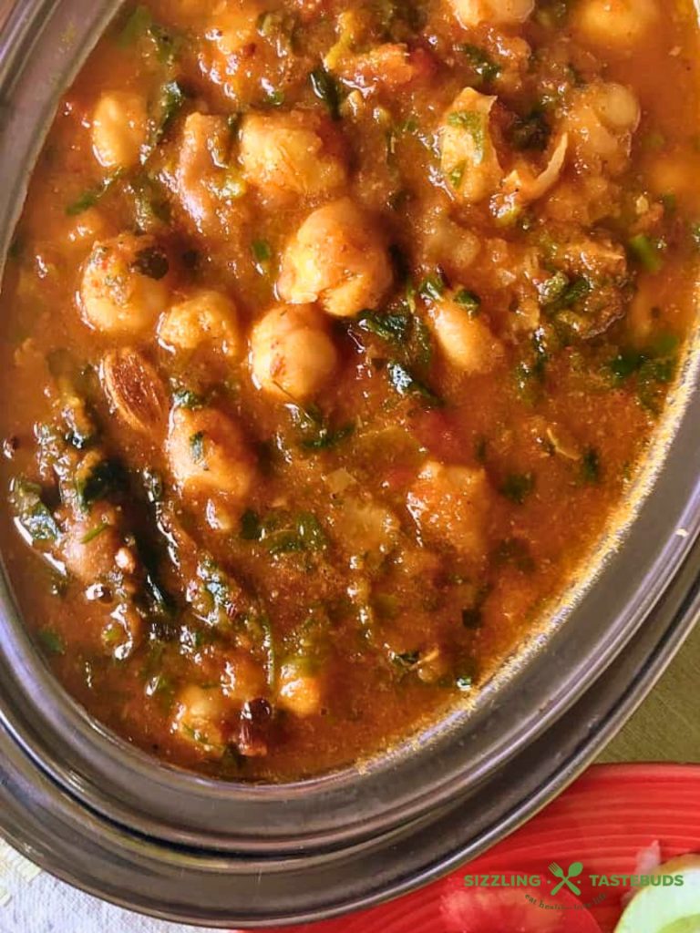Methi Chole is a quick and delicious protein-rich curry with fresh fenugreek leaves and chickpeas (garbanzo beans). Served with rice or roti for a vegan meal