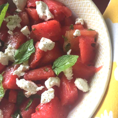 Watermelon Feta Salad is a summery, quick to make salad. Great with barbeques, brunch or even as a light filing meal