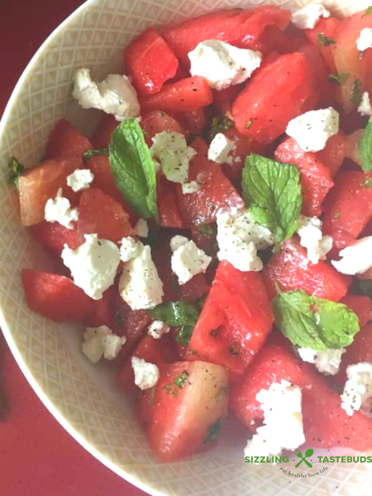 Watermelon Feta Salad is a summery, quick to make salad. Great with barbeques, brunch or even as a light filing meal