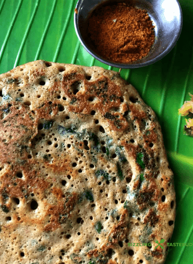 Murunga keerai Adai or Moringa Leaf Dosa is a vegan, Gluten Free dosa made with mixed Lentils, Bamboo Rice and Moringa leaves. Diabetic friendly and is served as a breakfast or snack with chutney or sambhar