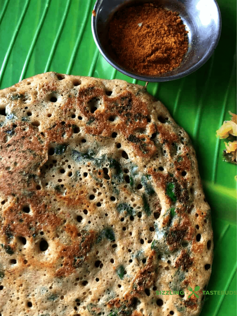 Murunga keerai Adai or Moringa Leaf Dosa is a vegan, Gluten Free dosa made with mixed Lentils, Bamboo Rice and Moringa leaves. Diabetic friendly and is served as a breakfast or snack with chutney or sambhar