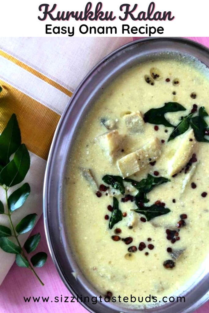 Kurukku Kaalan is a classic South Indian curry dish from Kerala, featuring raw plantains and yam cooked in a creamy coconut and yogurt sauce—a staple of the traditional Onam Sadya feast.
