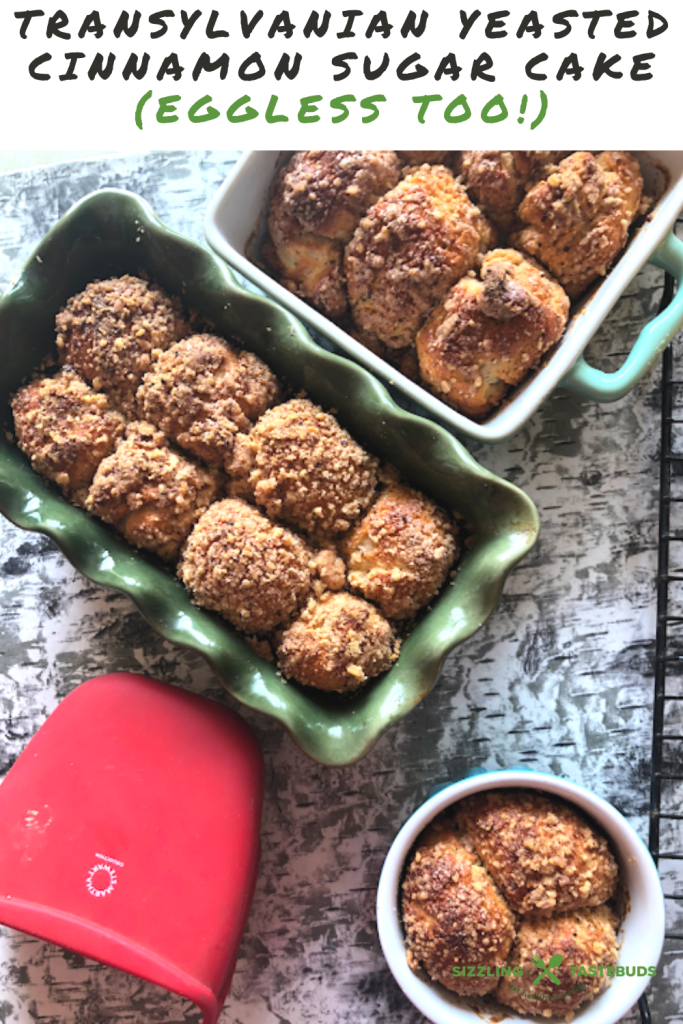 A soft chewy cake made with dough and yeast topped with Cinnamon Sugar. Perfect for Holiday Bakes and Edible Gifting