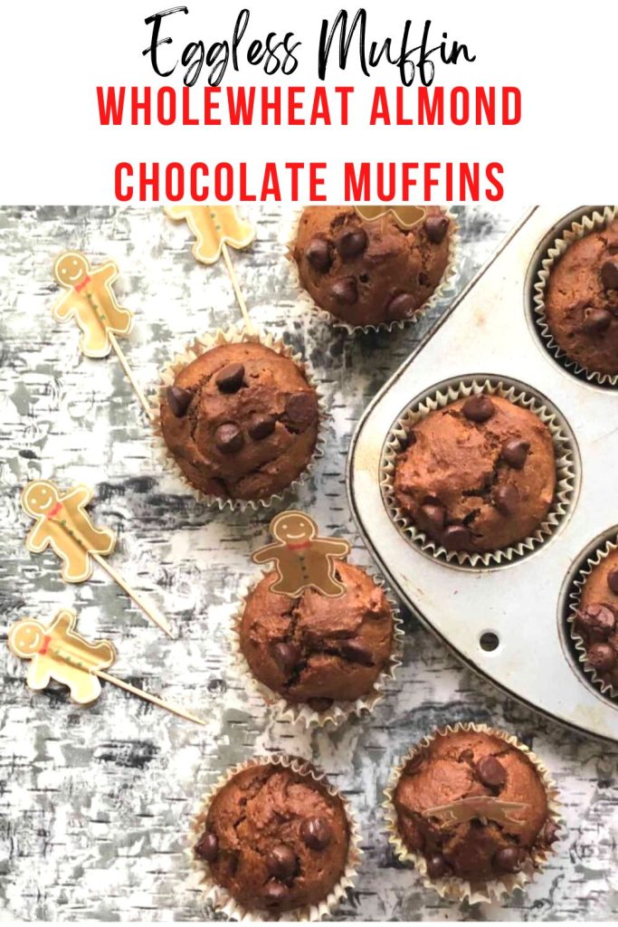 Almond and Chocolate come together in this delicious Eggless Muffin that's perfect for Breakfast or Snack
