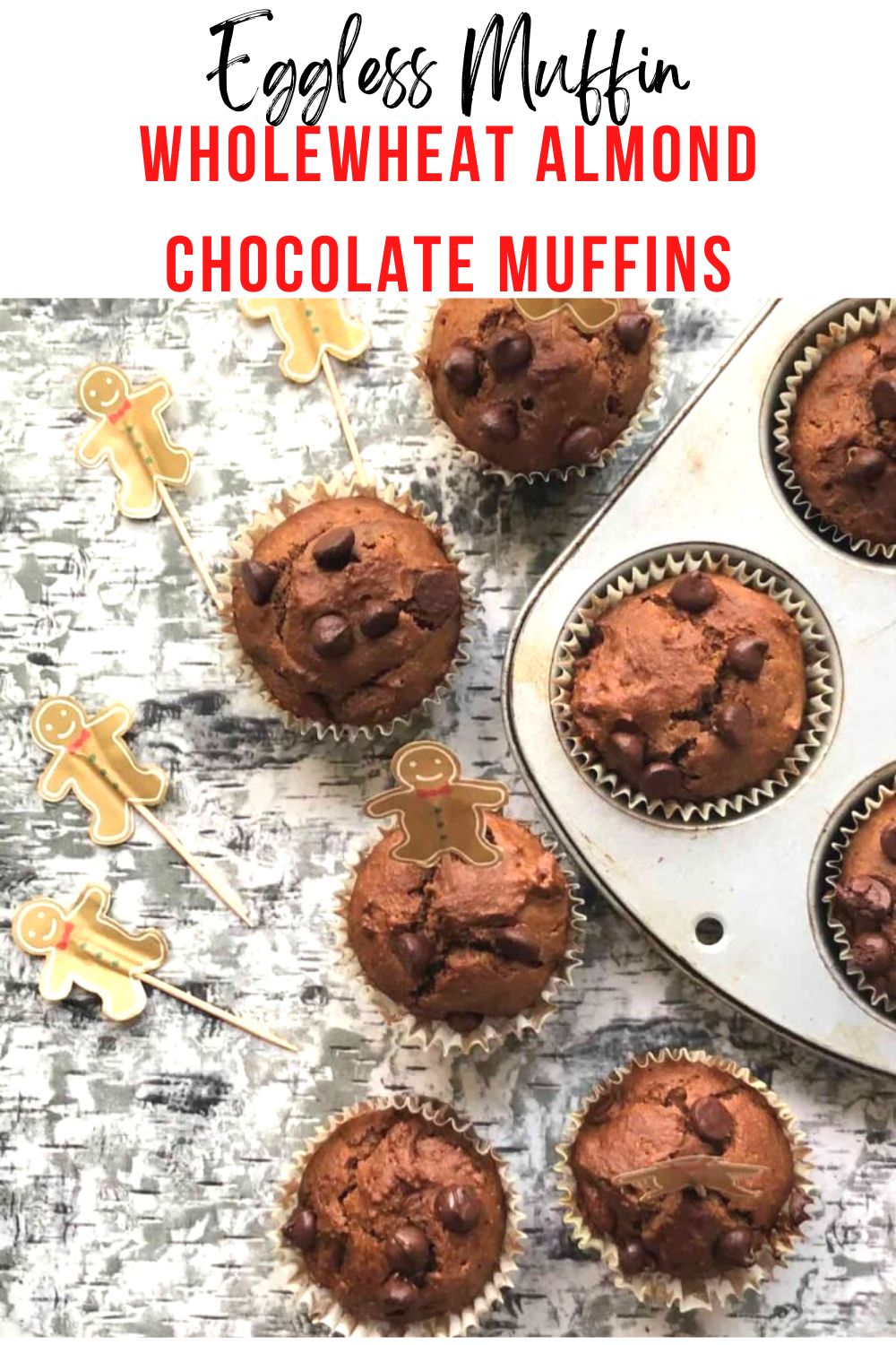 Wholewheat Chocolate Almond Muffins