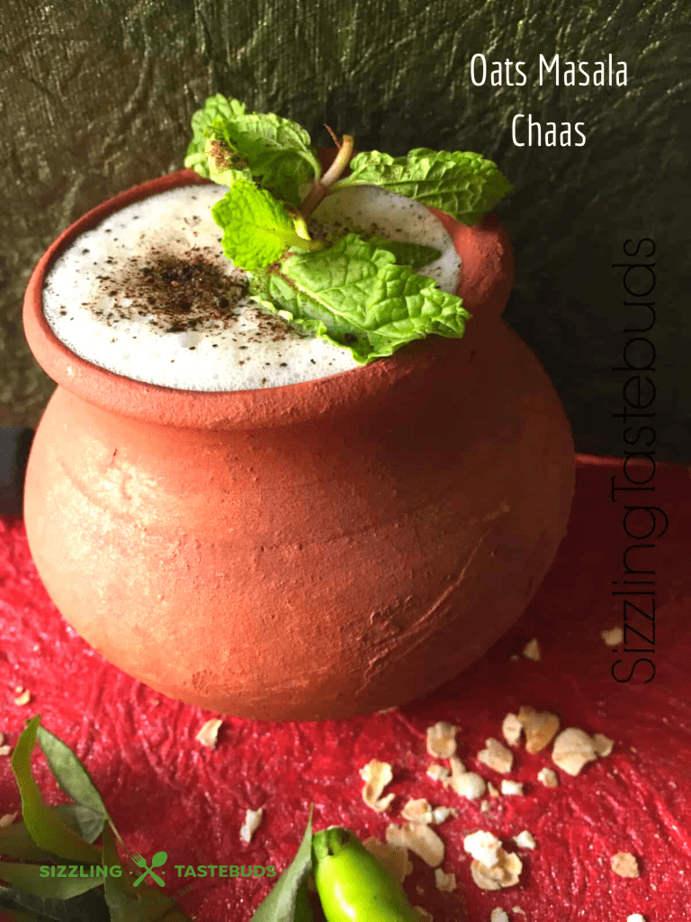 Oats Masala Chaas or Spiced Oats Buttermilk is a quick summer beverage combining the goodness of Oats and Buttermilk. Great for gut flora too!