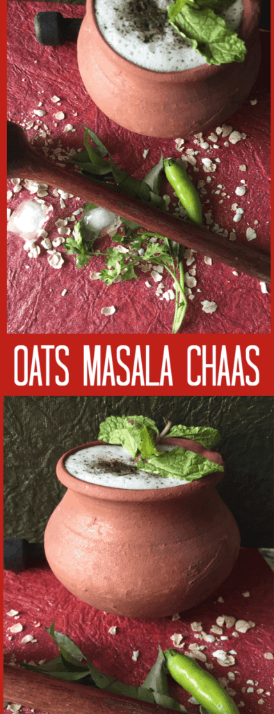 Oats Masala Chaas or Spiced Oats Buttermilk is a quick summer beverage combining the goodness of Oats and Buttermilk. Great for gut flora too!