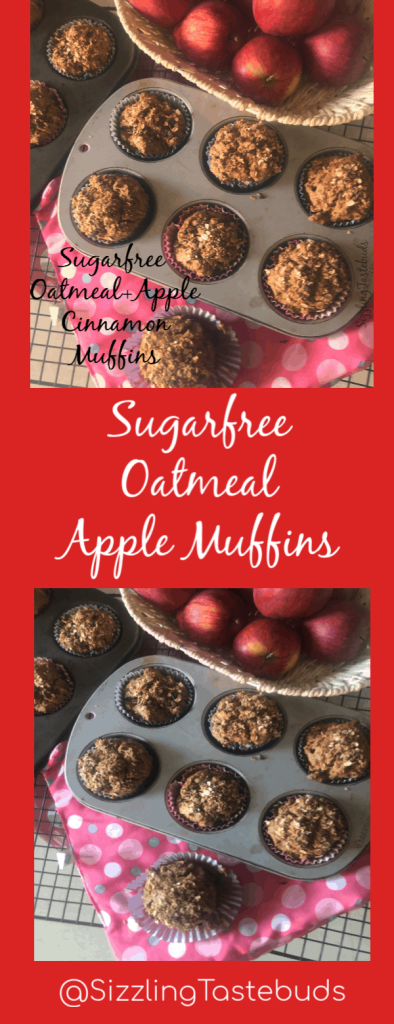 A healthy and Sugarfree and Eggless muffin for breakfast / snack made with Apples, cinnamon and Oats