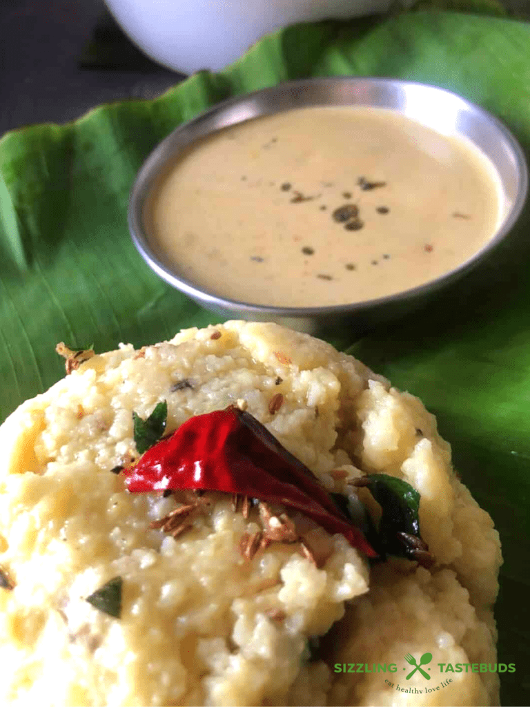 Samai or Little Millet Pongal is a quick, nutritious and filling Gluten Free breakfast or dinner made with Little Millet and Moong dal. Served hot with Chutney and / or sambhar .