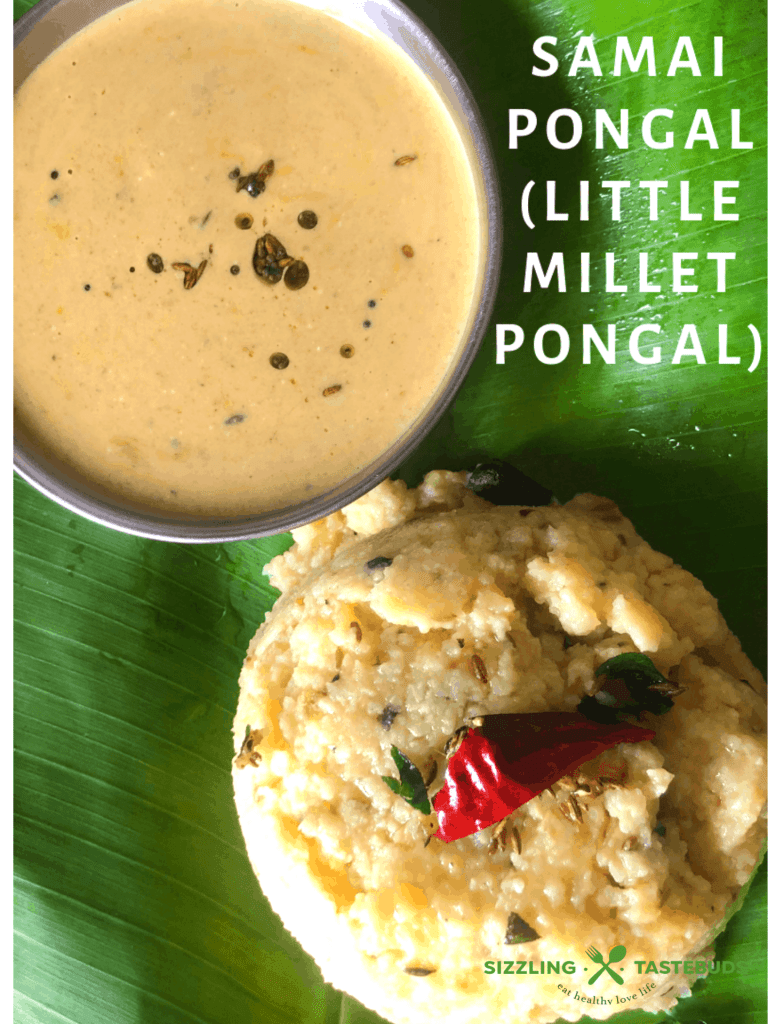 Samai or Little Millet Pongal is a quick, nutritious and filling Gluten Free breakfast or dinner made with Little Millet and Moong dal. Served hot with Chutney and / or sambhar .