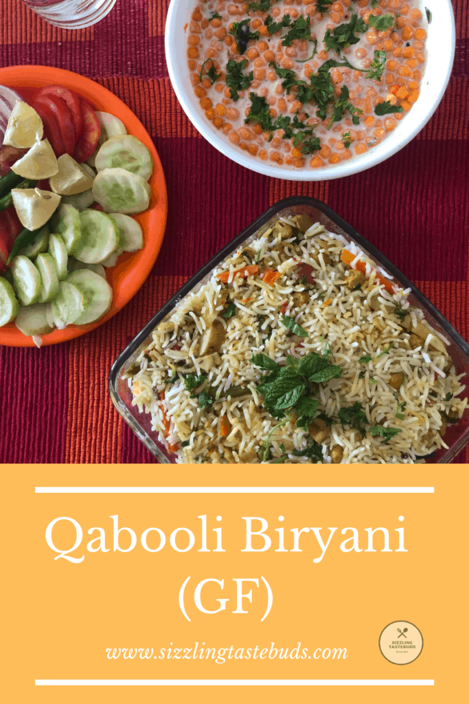 Qabooli Veg Biryani is a protein rich Biryani made with chickpeas and flavourful basmati rice. Serve it with Raita / salad on the side