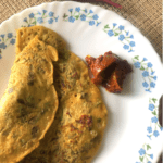 Oats Amaranth Chilla is a Gluten Free,Vegan Indian savory pancake that is nutritious and filling. Served usually with Green Chutney along with a cup of Tea.