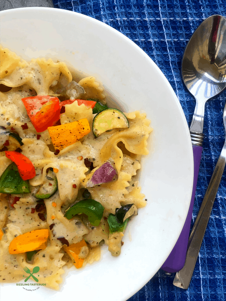 Gluten Free Farfalle pasta in a Creamy White Sauce