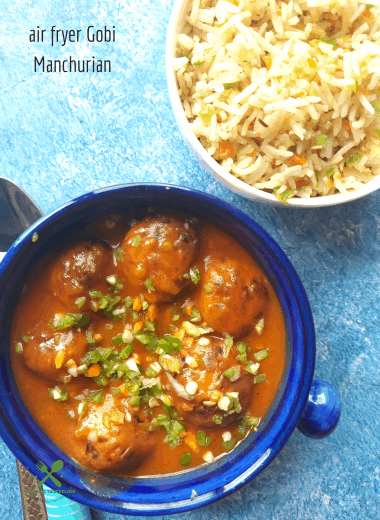 An Indo-Chinese delicacy made healthy with an Air fryer. Contains no Soya, is Gluten Free and Vegan too