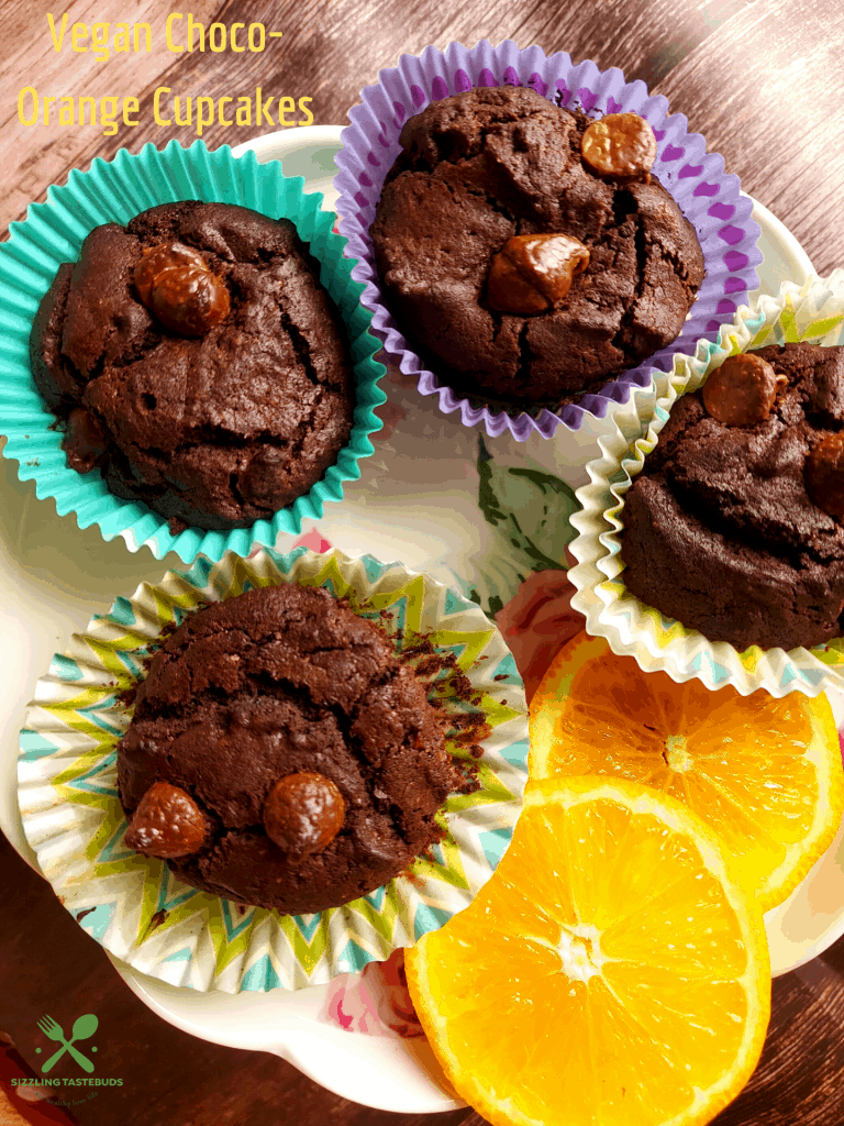 Vegan, chocolate and Orange Cupcakes. Perfect as a snack or breakfast