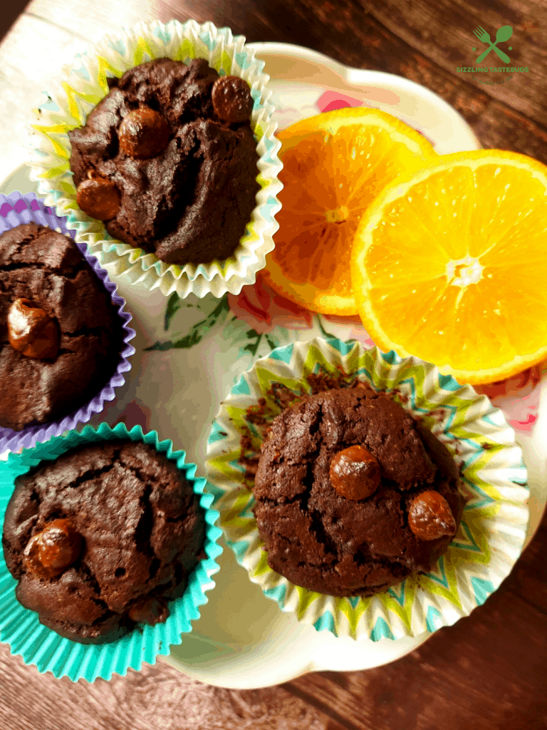 Vegan, chocolate and Orange Cupcakes. Perfect as a snack or breakfast