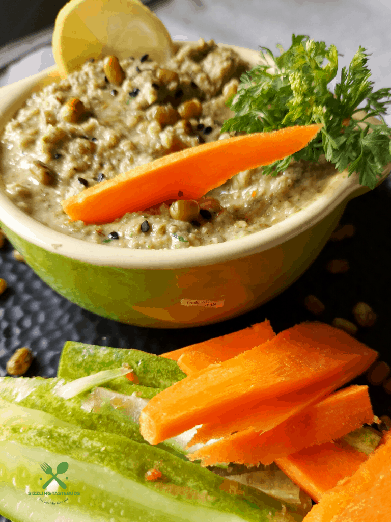 Mung Bean Hummus (Moong Bean Hummus) is a healthy, low fat, low oil hummus or dip made with Whole Green Mung Beans and basic pantry spices.