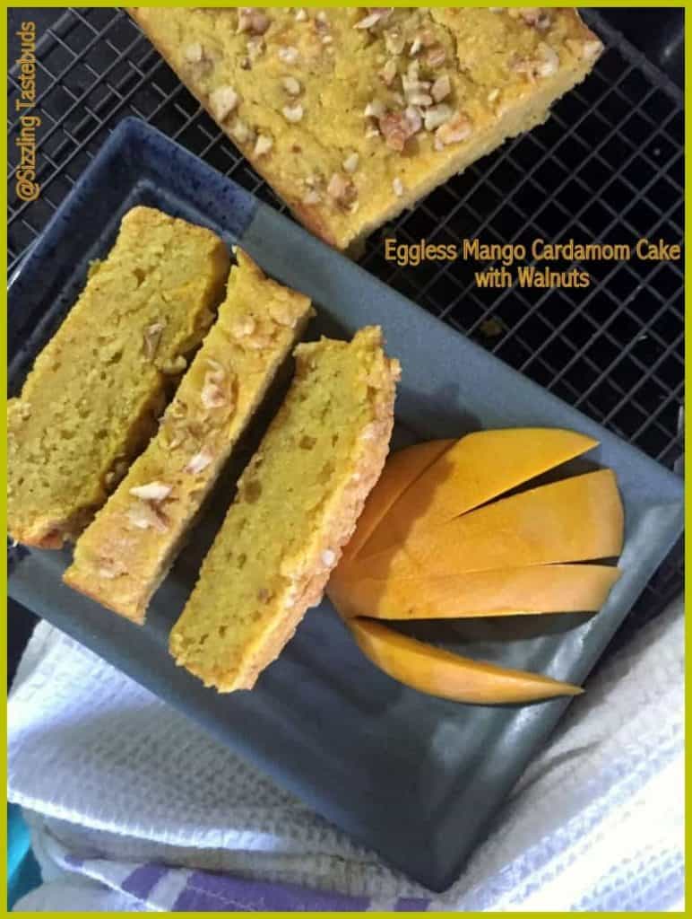eggless mango cardamom cake
