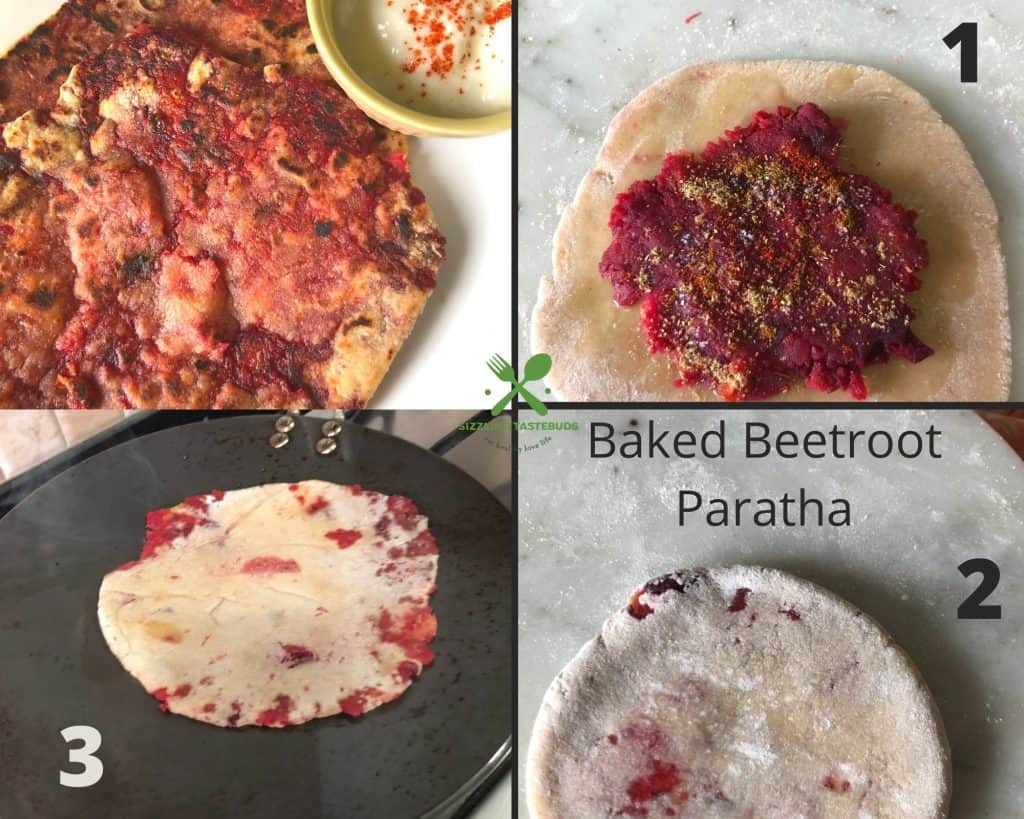 Baked Beetroot Paratha is a delicious flatbread made with carmelised beet puree. Served for Indian Breakast or lunch