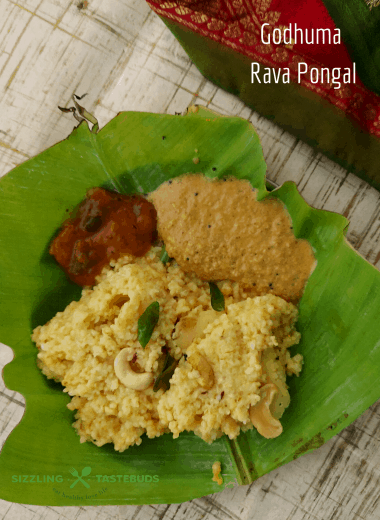 A savoury pongal (or pudding) made in Instant Pot with broken wheat grits and lentils. Served as breakfast with chutney and sambhar