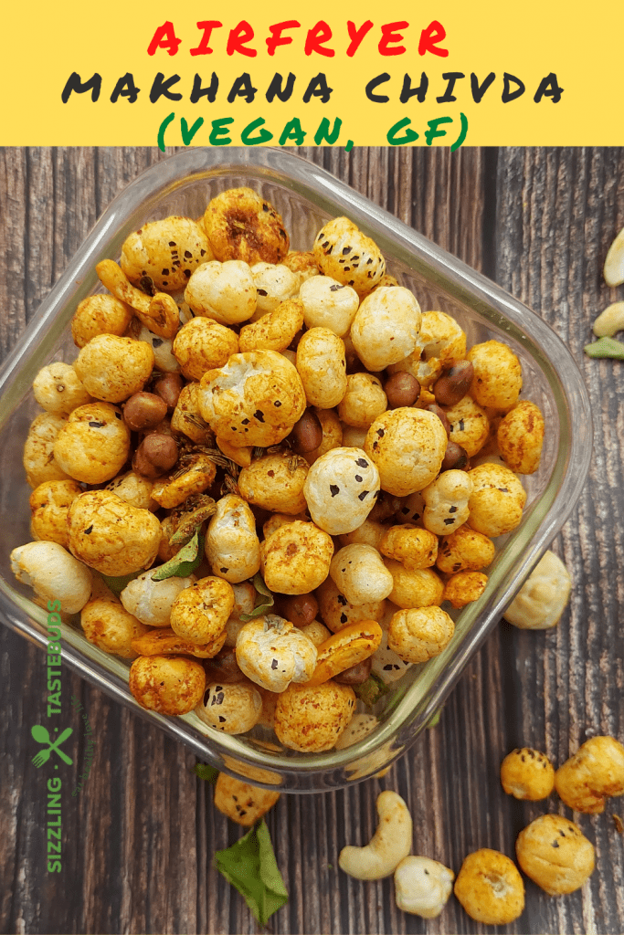 Makhana or fox nuts are roasted in the airfryer with minimal spices and almost no oil to make a crunchy, addictive AND healthy snack. Fox nuts are high in protein and fibre and makes for a delectable treat