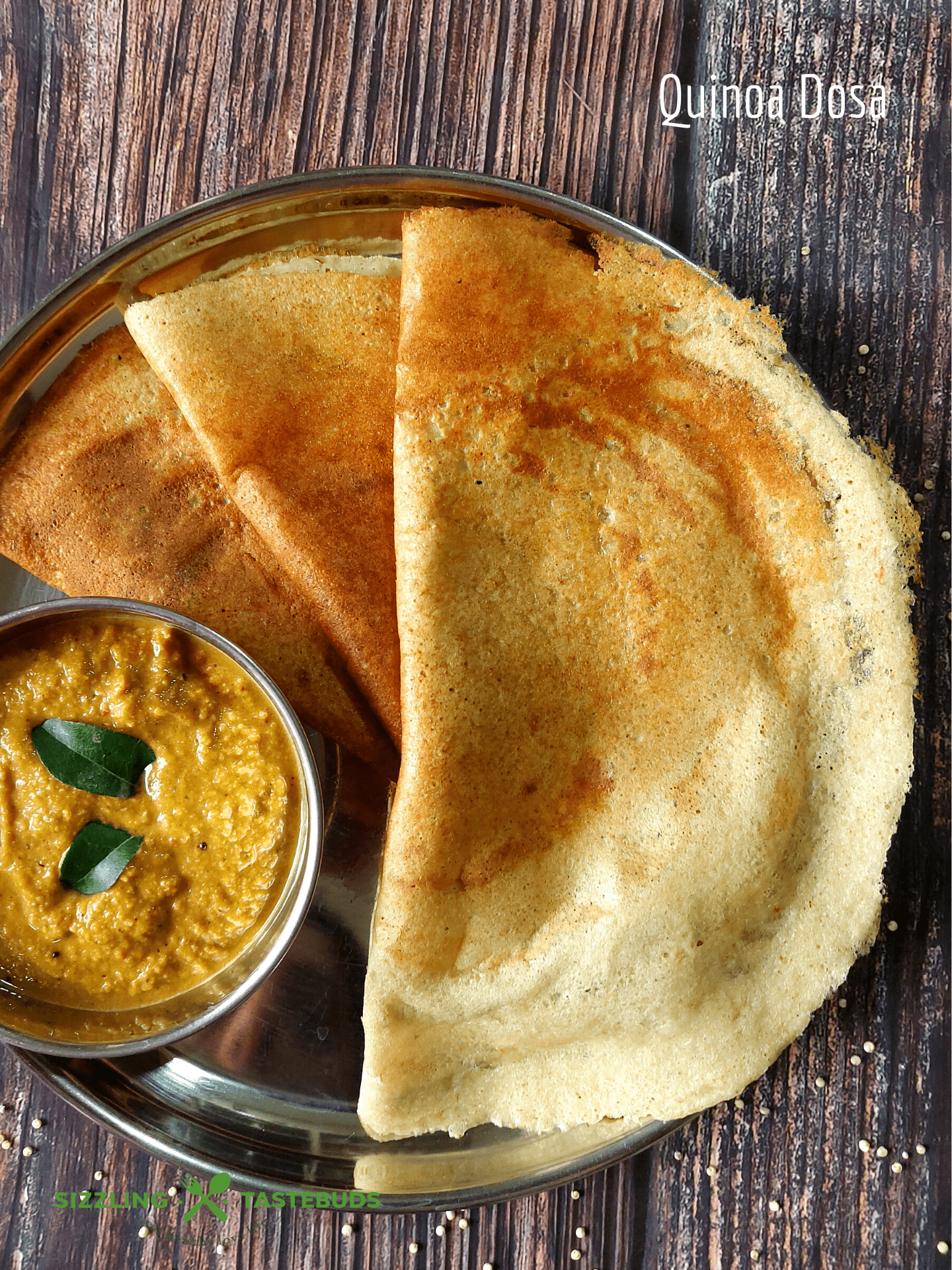 No Rice Quinoa Dosa is a dosa or Indian Savory Crepe made with Quinoa served for breakfast or brunch. This is diabetic friendly (made without rice) , Gluten Free, and Vegan.