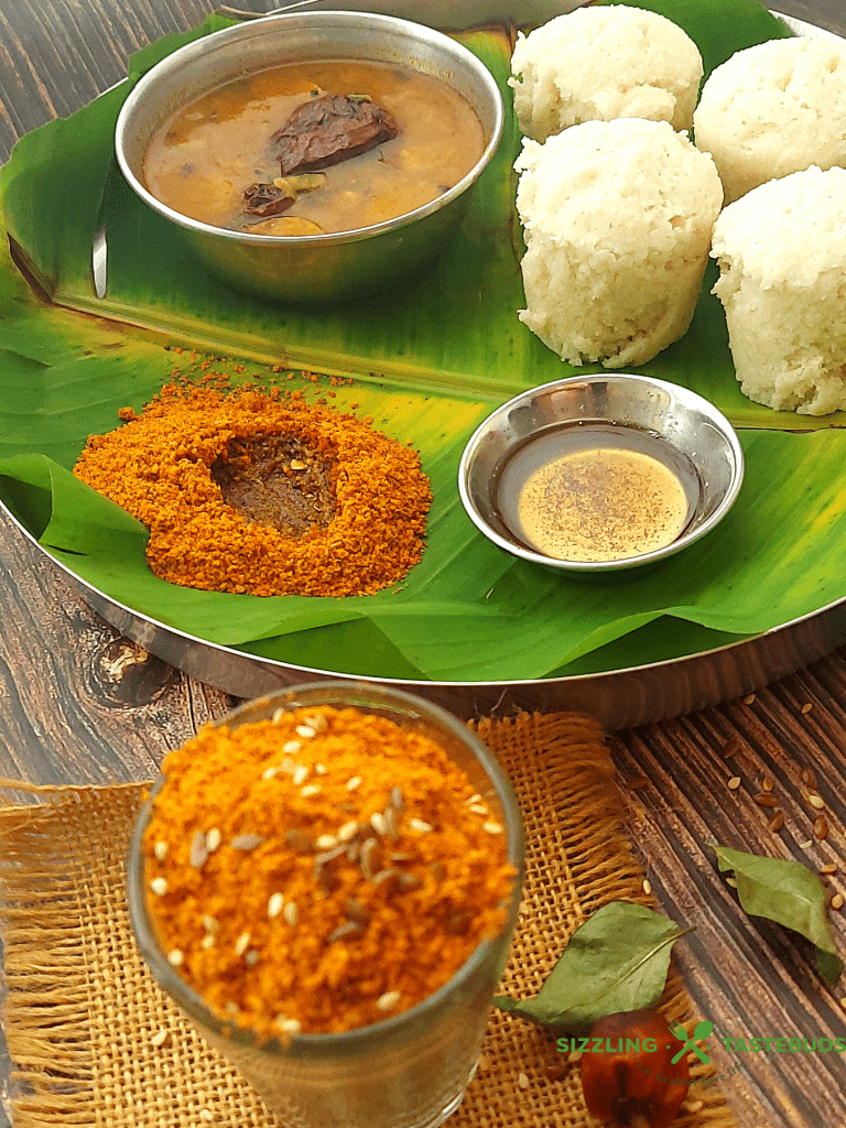 Flaxseed Molagapodi or Flaxseed Spiced Lentil Powder is a spicy condiment made in South India. It is served with Idli, Dosa, uttapams or with steamed rice.