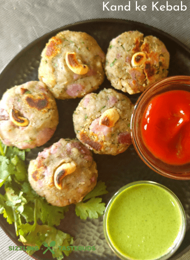 Kand ke Kebab or Purple Yam kebab is a delicious vegan and Gluten Free Appetiser or snack made with Purple Yam and spices.